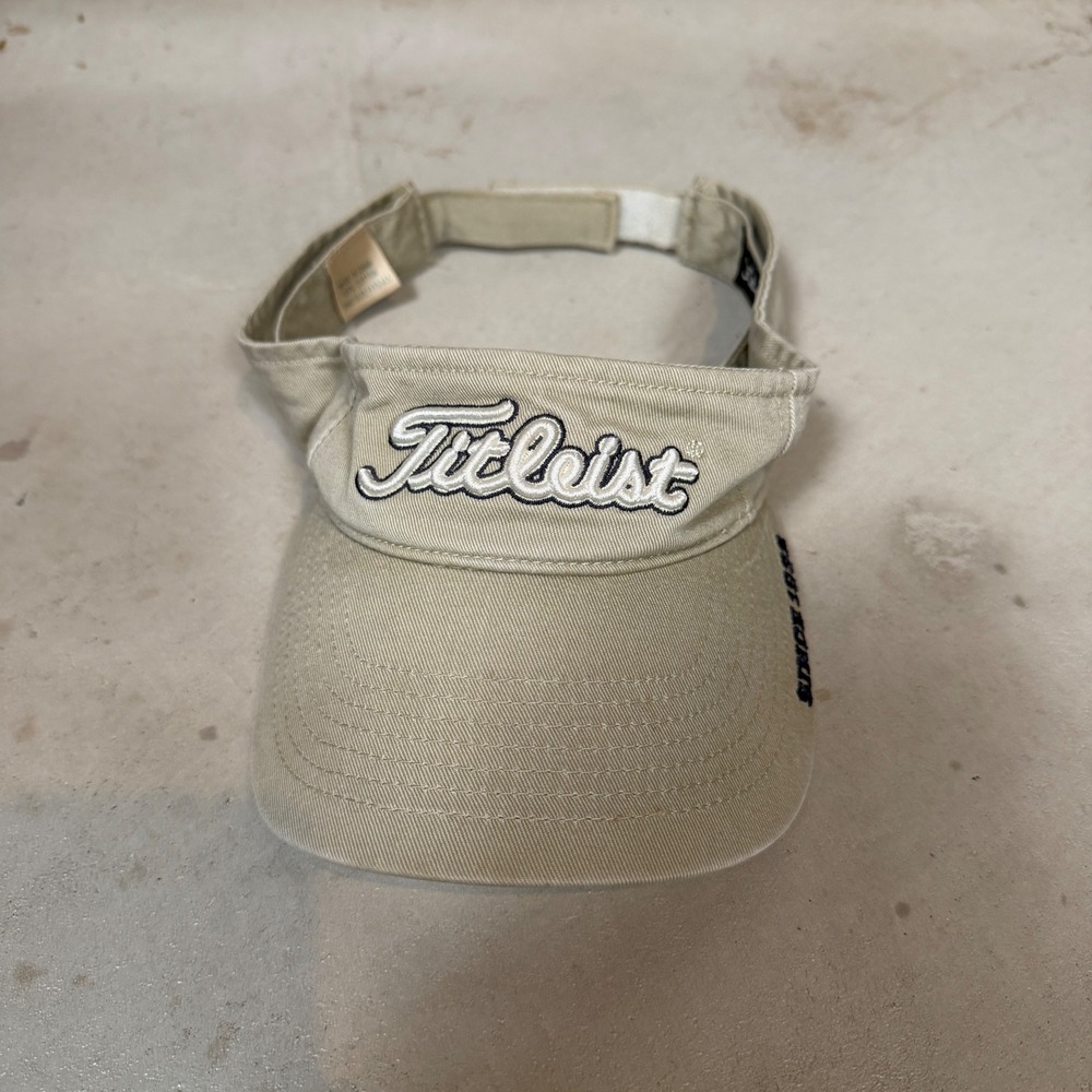 Titleist Men Golf Visor Hat Khaki Tan Adjustable Cotton Since 1932 Embroidery